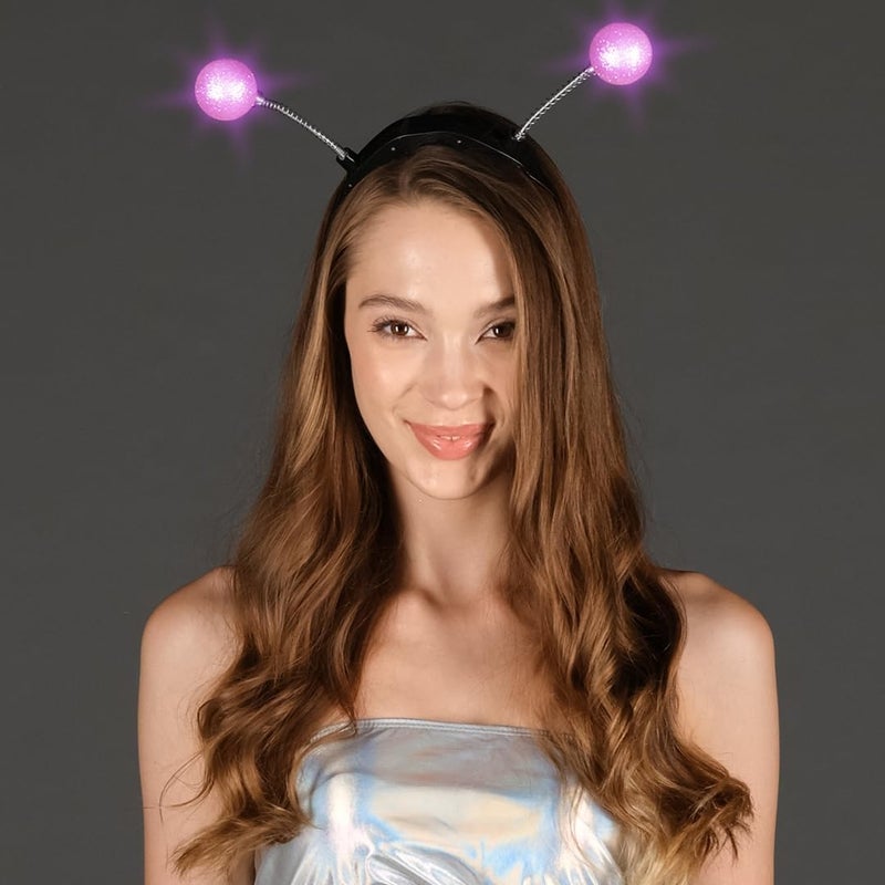 Funcredible Pink Light-Up Alien Antenna Headband with Glitter – Intergalactic Costume Headpiece – Space Costume Accessory for Cosplay, Festivals & Photo Shoots - Image 4